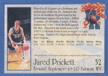 1993-94 Kentucky Wildcats #NNO Jared Prickett Back