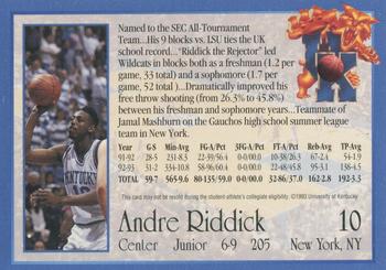 1993-94 Kentucky Wildcats #NNO Andre Riddick Back