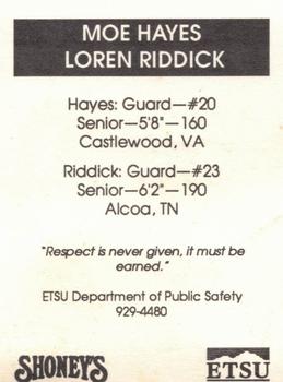 1991-92 East Tennessee State Buccaneers Police #4 Moe Hayes Back