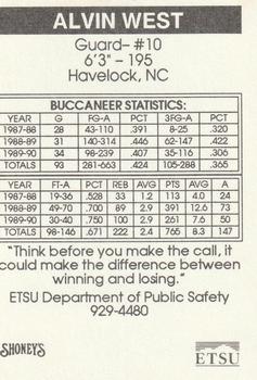 1990-91 East Tennessee State Buccaneers Police #NNO Alvin West Back