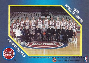 1991-92 Unocal Detroit Pistons #NNO Team Photo Back