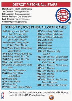 1991-92 Unocal Detroit Pistons #NNO All-Stars Back