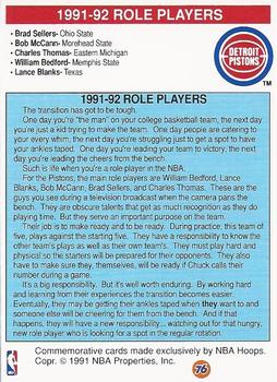 1991-92 Unocal Detroit Pistons #NNO Role Players Back