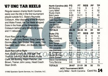 1992 ACC Tournament Champs #14 '67 UNC Tar Heels Back