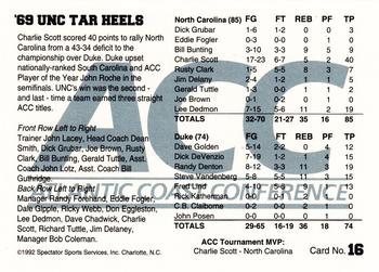 1992 ACC Tournament Champs #16 '69 UNC Tar Heels Back