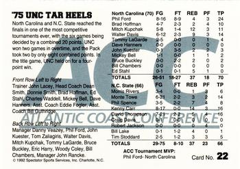 1992 ACC Tournament Champs #22 '75 UNC Tar Heels Back