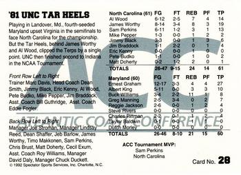 1992 ACC Tournament Champs #28 '81 UNC Tar Heels Back
