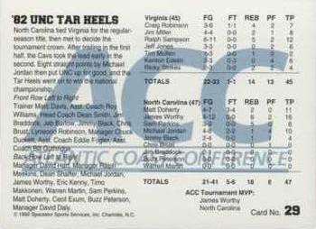 1992 ACC Tournament Champs #29 '82 UNC Tar Heels Back