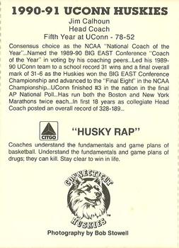 1990-91 Connecticut Huskies #NNO Jim Calhoun  Back