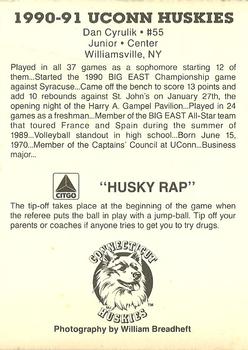 1990-91 Connecticut Huskies #NNO Dan Cyrulik  Back