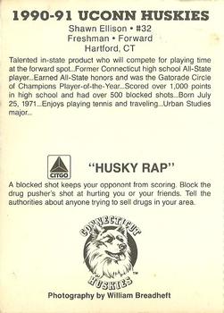 1990-91 Connecticut Huskies #NNO Shawn Ellison Back