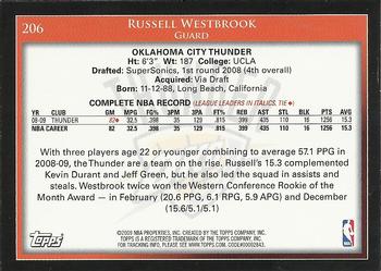 2009-10 Topps #206 Russell Westbrook Back