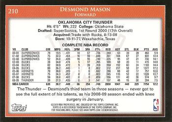 2009-10 Topps #210 Desmond Mason Back