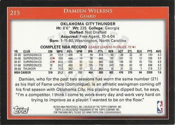 2009-10 Topps #215 Damien Wilkins Back