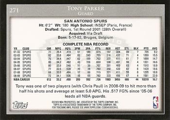 2009-10 Topps #271 Tony Parker Back