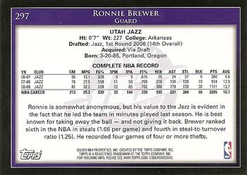 2009-10 Topps #297 Ronnie Brewer Back