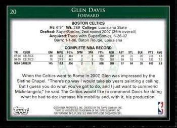 2009-10 Topps #20 Glen Davis Back