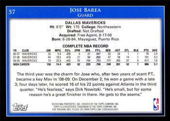 2009-10 Topps #57 Jose Barea Back