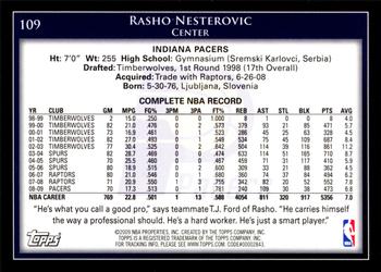2009-10 Topps #109 Rasho Nesterovic Back