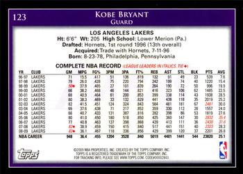 2009-10 Topps #123 Kobe Bryant Back