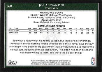 2009-10 Topps #160 Joe Alexander Back