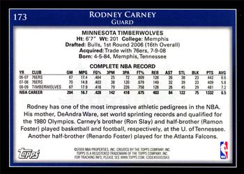 2009-10 Topps #173 Rodney Carney Back