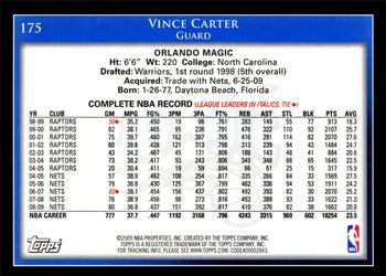 2009-10 Topps #175 Vince Carter Back