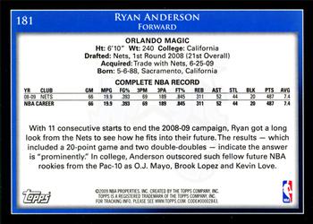2009-10 Topps #181 Ryan Anderson Back