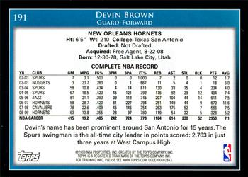 2009-10 Topps #191 Devin Brown Back