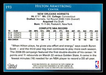 2009-10 Topps #193 Hilton Armstrong Back
