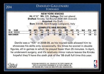 2009-10 Topps #204 Danilo Gallinari Back