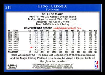 2009-10 Topps #219 Hedo Turkoglu Back