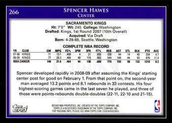 2009-10 Topps #266 Spencer Hawes Back