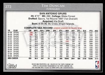 2009-10 Topps #272 Tim Duncan Back