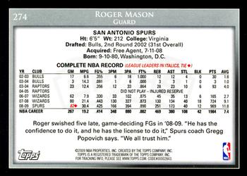 2009-10 Topps #274 Roger Mason Back