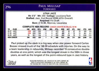 2009-10 Topps #296 Paul Millsap Back