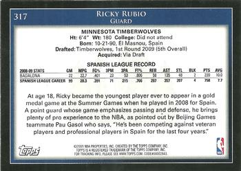 2009-10 Topps #317 Ricky Rubio Back