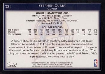 2009-10 Topps #321 Stephen Curry Back