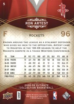 2008-09 Upper Deck Ultimate Collection #5 Ron Artest Back