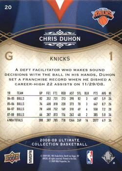 2008-09 Upper Deck Ultimate Collection #20 Chris Duhon Back