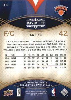 2008-09 Upper Deck Ultimate Collection #48 David Lee Back
