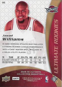 2008-09 Upper Deck Ultimate Collection #85 Jawad Williams Back