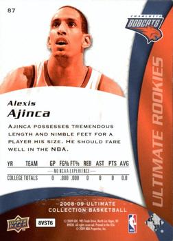 2008-09 Upper Deck Ultimate Collection #87 Alexis Ajinca Back