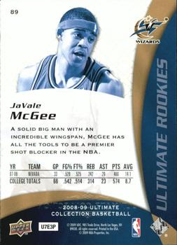 2008-09 Upper Deck Ultimate Collection #89 Javale McGee Back