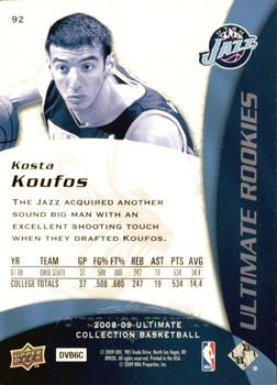 2008-09 Upper Deck Ultimate Collection #92 Kosta Koufos Back