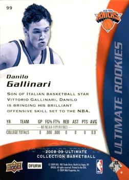 2008-09 Upper Deck Ultimate Collection #99 Danilo Gallinari Back