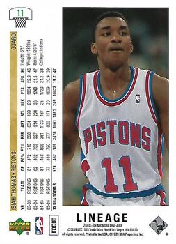 2008-09 Upper Deck Lineage #11 Isiah Thomas Back