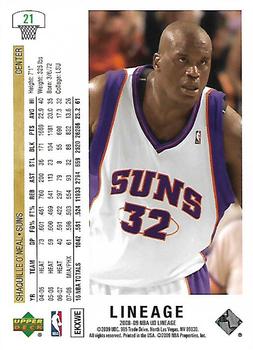 2008-09 Upper Deck Lineage #21 Shaquille O'Neal Back