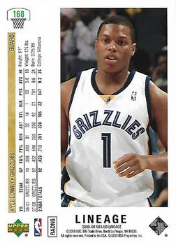 2008-09 Upper Deck Lineage #168 Kyle Lowry Back