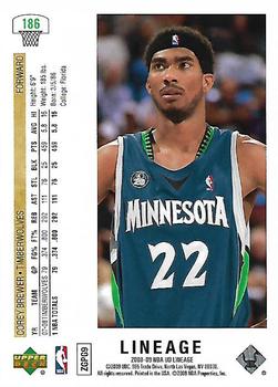 2008-09 Upper Deck Lineage #186 Corey Brewer Back